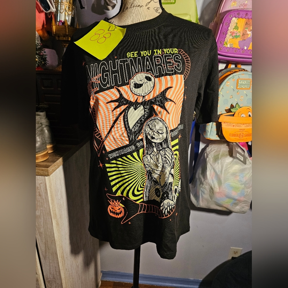Nightmare Before Christmas Black T Shirt Size Small Jack And Sally